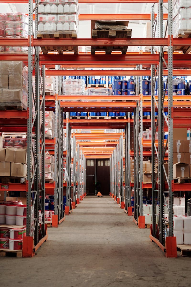 Warehouse shelves organized for carrier fulfillment operations